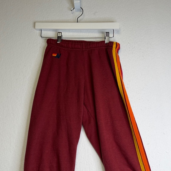 Aviator Nation 5 Stripe Zip Up Jogger Maroon SET - Picture 6 of 10